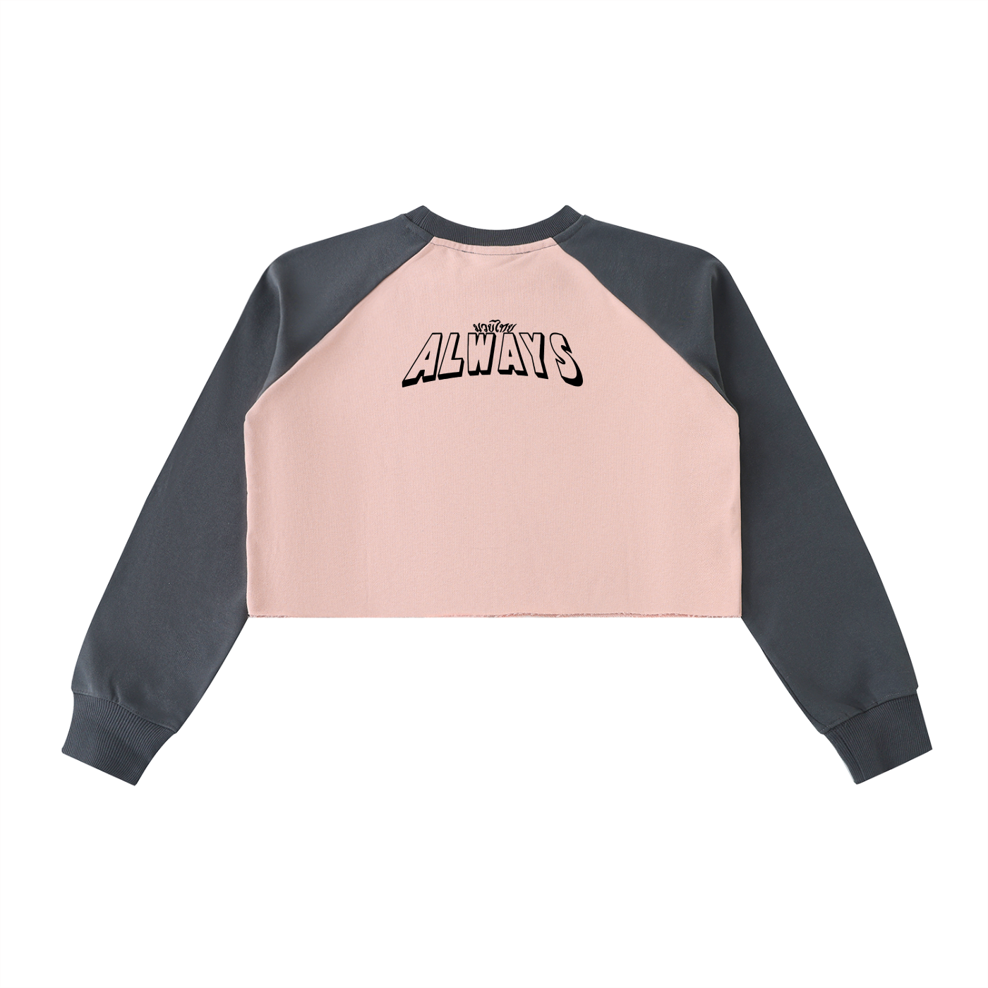 Mean Uppercut Raw-Hem Color-Block Raglan Crop Sweatshirt