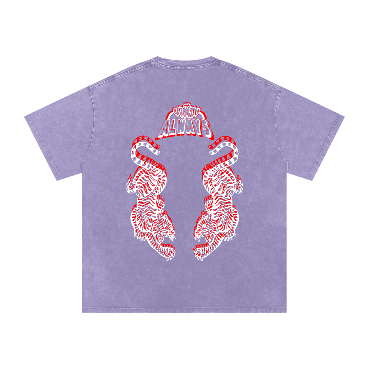 Always Twins Tigers Snow Washed Oversized Cotton T-Shirt