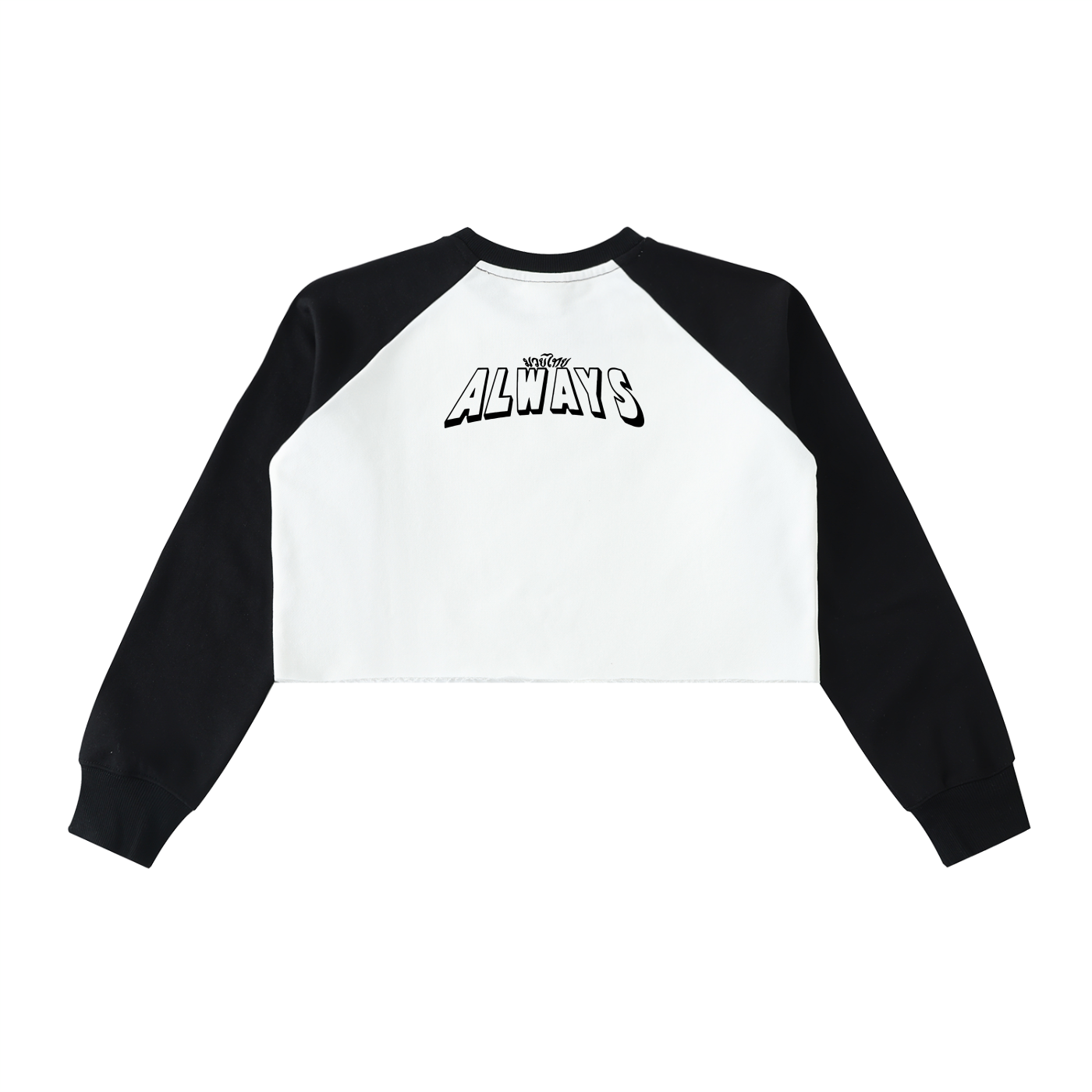 Mean Uppercut Raw-Hem Color-Block Raglan Crop Sweatshirt