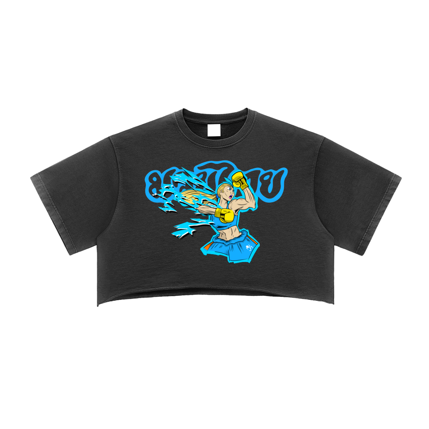 Bubbles Snow Washed Raw Edge Crop Top