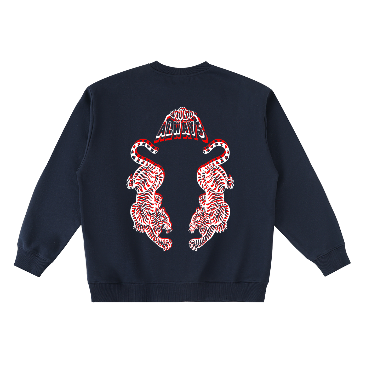 Always Twin Tigers Oversized Crewneck Taped Sweatshirt