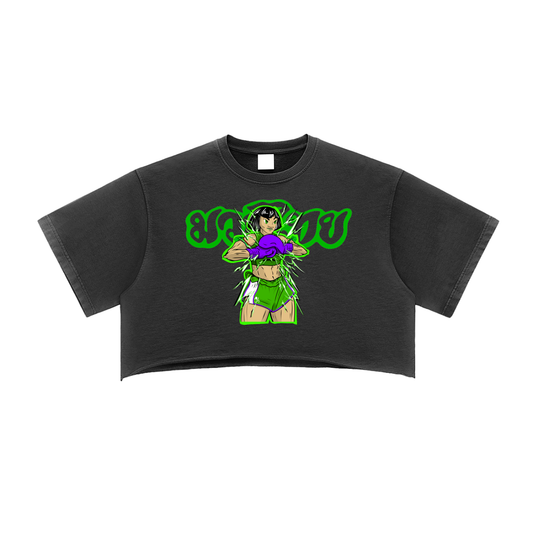 ButterCup Snow Washed Raw Edge Crop Top