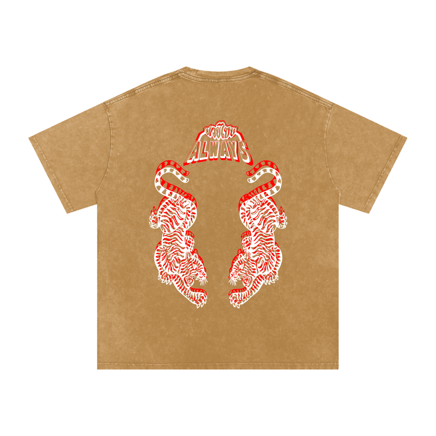 Always Twins Tigers Snow Washed Oversized Cotton T-Shirt