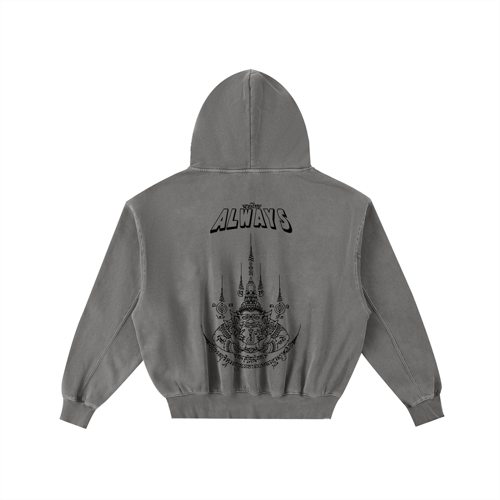 ABT Frayed Enzyme Washed Fleece Hoodie