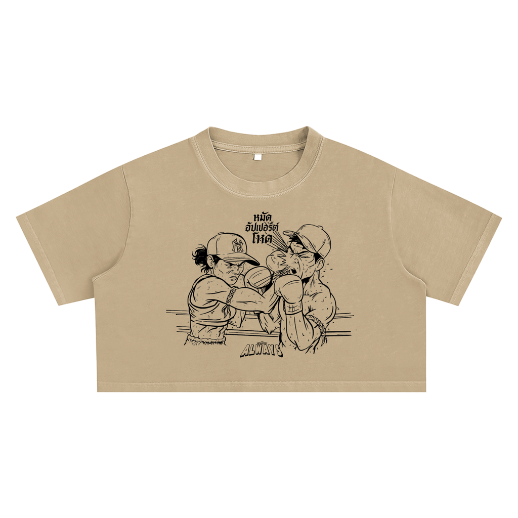 Mean Uppercut Snow Washed Crop Top