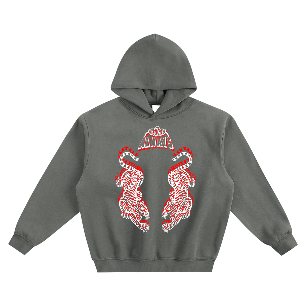 Always Twins Tigers Fleeced Boxy Hoodie